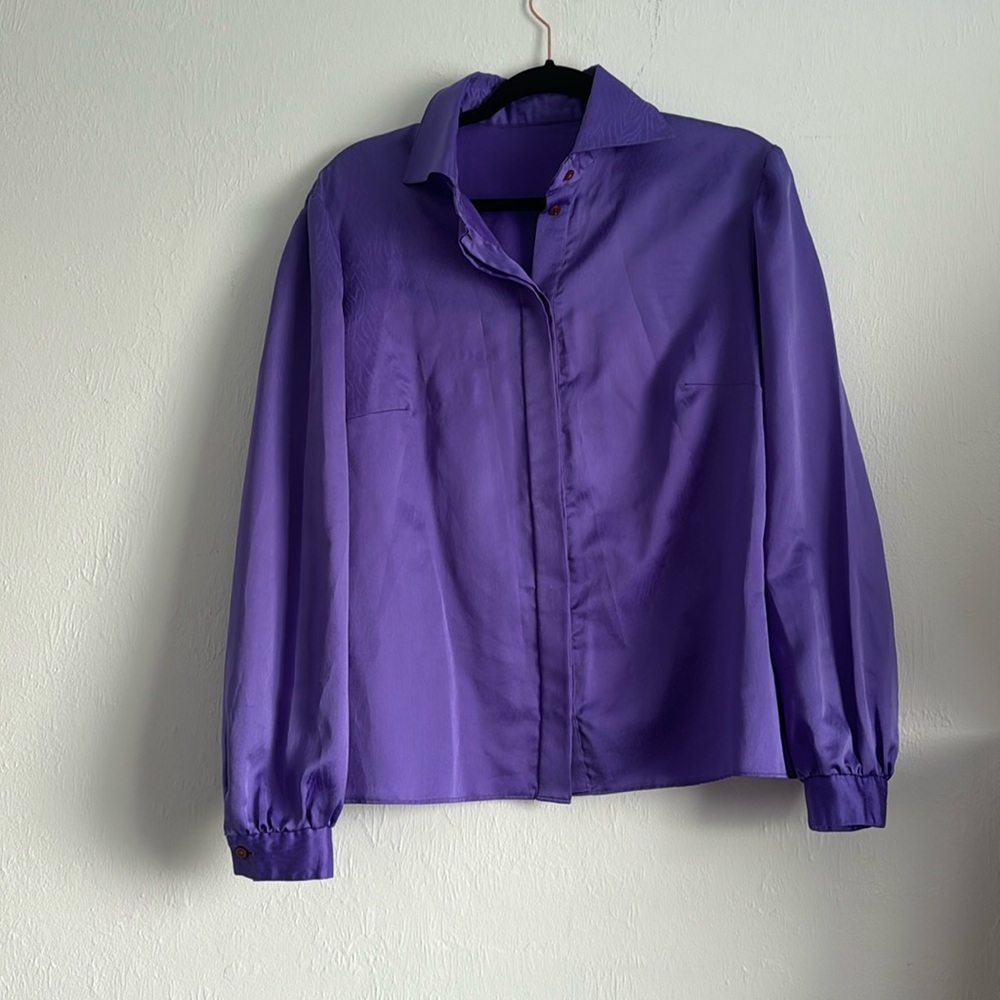 Purple pattern button down shirt